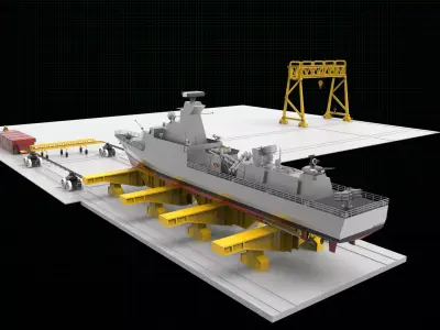 shipyard model ship on dock 3D model