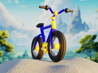 Cartoon Bicycle - Stylized Low-Poly 3D Model for Games 3D model