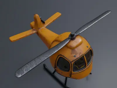 Low Poly Yellow Helicopter 3D Model for Game Ready Low-poly 3D model