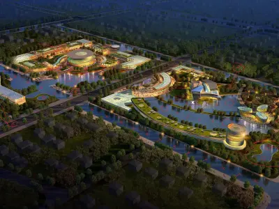 Architecture resort at night 3D model