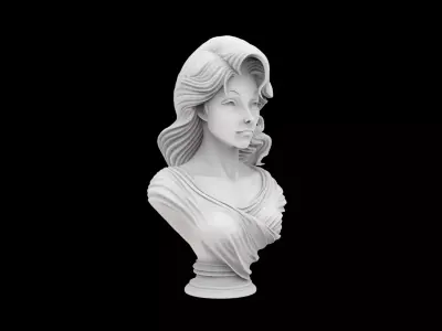 Romantic Woman Bust Sculpture with Base for 3D Print 3D print model