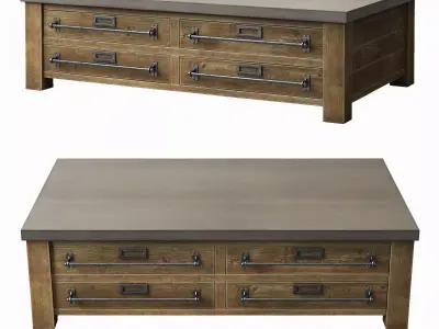 ZINC-TOP MERCANTILE COFFEE TABLE 55in 3D model