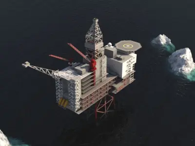Ringhorne Offshore Oil platform Low-poly 3D model