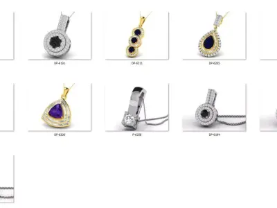 pendant 15 cad files color stone part 03 3D print model