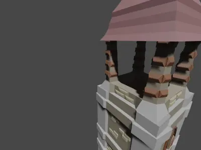 Medieval tower Low poly  Low-poly 3D model