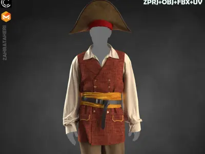 MENS PIRATE OUTFIT 3D model purchase