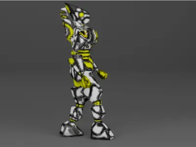 PSX style cyber soldier - Retro Modeling Character Low-poly 3D model