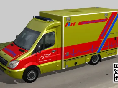 Notfallrettung  Mercedes truck Low-poly 3D model