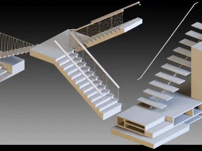 40 Stairs- Vol 01- Kitbash- High detail 3d models 3D model