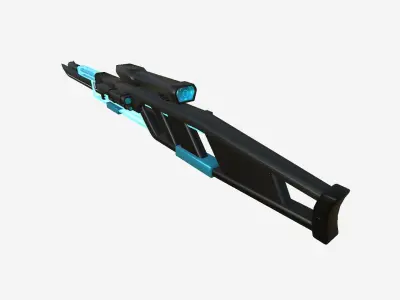 SciFi Sniper Gunblade A03 Full Black - Fiction Weaponry Low-poly 3D model