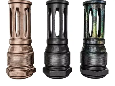 R2C Flash Hider Muzzle Brake  Low-poly 3D model