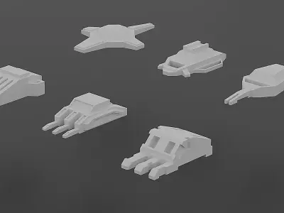 45 Hard Surface Piece Mech Add on Kitbash Set Low-poly 3D model