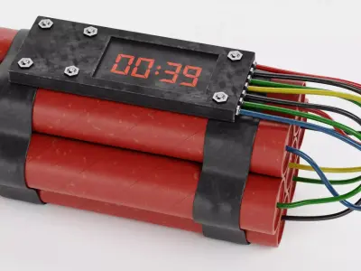 Dynamite V6 - Timed Explosive TNT Device with Detonator 3D model