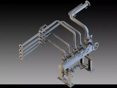 Industrial Pipes - Valves - Modular Pipeline System with Pumps 3D model