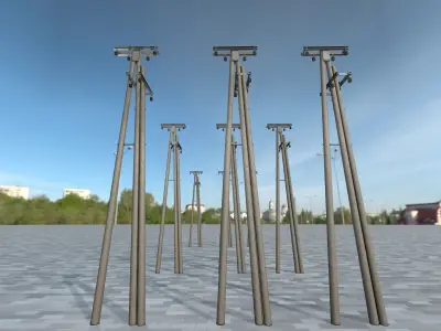 Wooden Electricity Pole without Ladder - Object 044 Low-poly 3D model