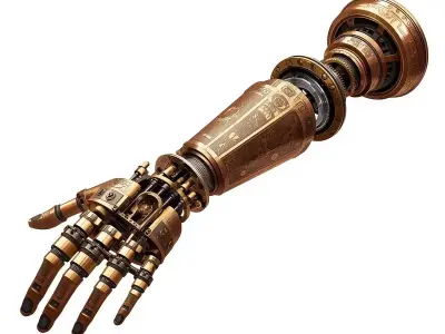 Stylized 3D Steampunk Mechanical Arm Low-poly 3D model