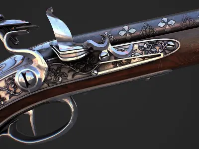 Flintlock pistol Low-poly 3D model