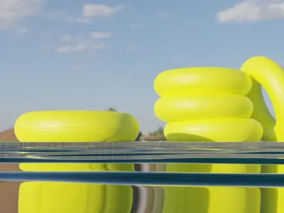 Floating tire Free low-poly 3D model