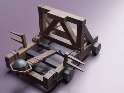 Catapult wooden Low-poly 3D model
