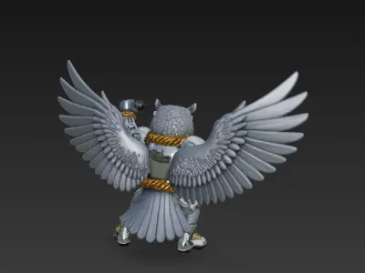 Robot Owl Metal Star Armored Winged Vocalist 3D Print Model 3D model