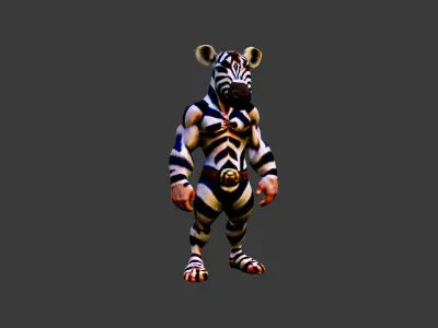 Zebra Man Low-poly 3D model