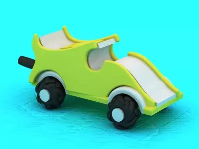 3D Toy Race Car with Vibrant Yellow Design and Number 96 3D print model