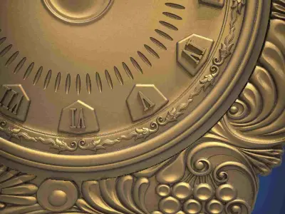 Carved clock for 3D printing and CNC 3D print model 27