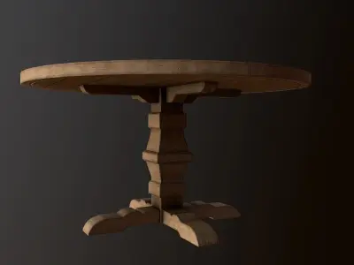 Wood Round Dining Table - PBR Game Ready Low-poly 3D model