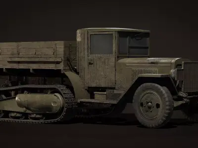 WW2 ZIS-42 military truck Gameready Free low-poly 3D model