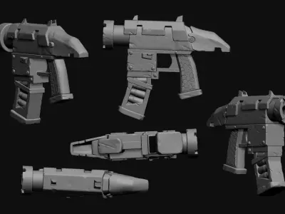Sci-Fi Cyborg Steampunk Weapon 3D print model purchase