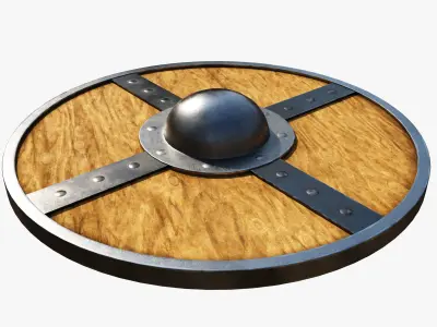 Wooden shield Low-poly 3D model 11