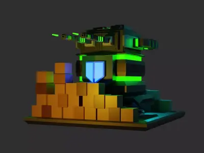 Laser turret for game  Free low-poly 3D model