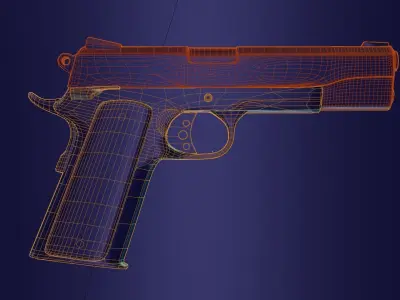 Muddy 1911 Pistol Low-poly 3D model