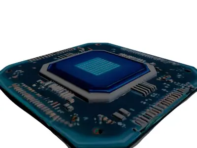 Futuristic Microchip Processor 3D Model 3D model