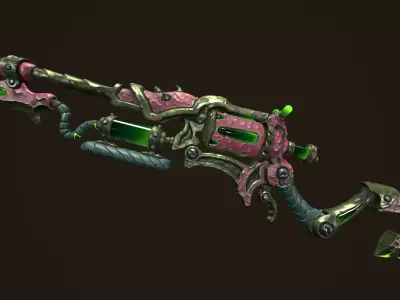 Modular toxic rifle shotgun revolver axe knife Low-poly 3D model
