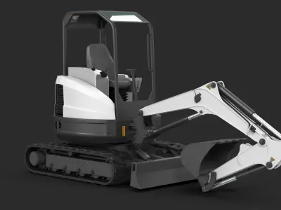 E 26 Compact Excavator and Tracked Carrier 3D model
