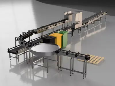Conveyors - Factory Packaging Assembly Line Conveyor Belts 3D model