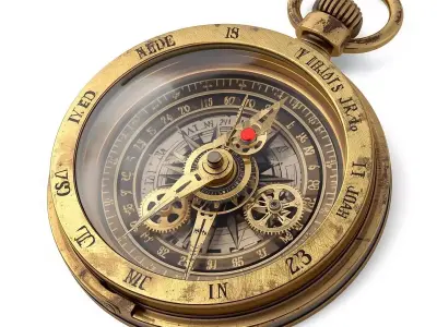 Steampunk Precision Clockwork Compass 3D Model Low-poly 3D model purchase