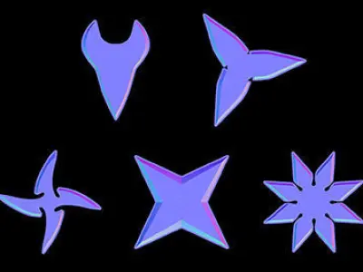 Shuriken Hard Surface for Substance Painter Vol 1 Low-poly 3D model
