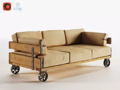 Industrial Sofa Low-poly 3D model