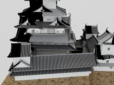 Himeji Castle famous historical site Low-poly 3D model