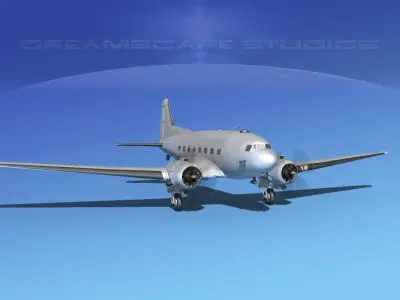 Douglas R-4D Dakota Bare Metal 3D model