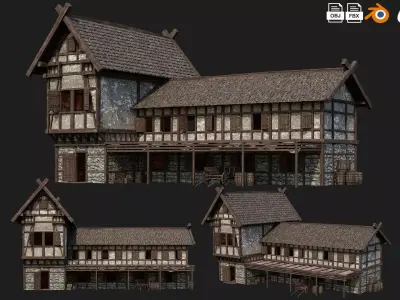 Old Medieval Building House 4K Textures GameReady 68 Low-poly 3D model