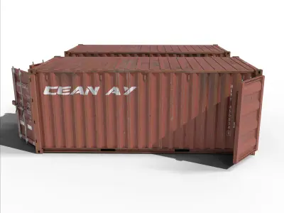 20ft Cargo Container Old Red Low-poly 3D model
