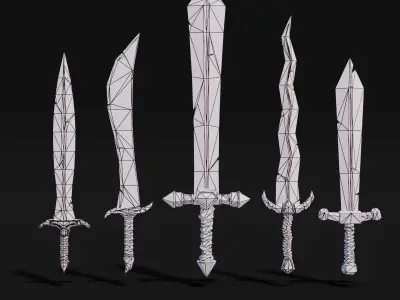 Fantasy swords set  Low-poly 3D model