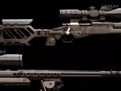 Game Ready Postapocalyptic Sniper Rifle Free low-poly 3D model