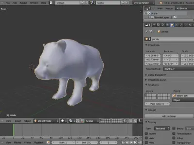 panda made in blender Low-poly 3D model purchase