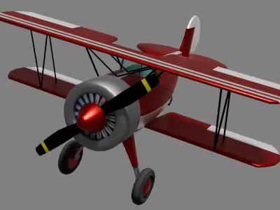 Classic Red Plane  Low-poly 3D model