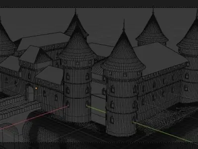 Castle stone tower with window 3D model