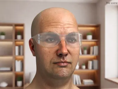 Industrial Safety Glasses on Face 3D model